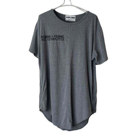 Homme + Femme Los Angeles Men’s T-Shirt Round Hem Bottom Gray Black Size XXL - Picture 1 of 8